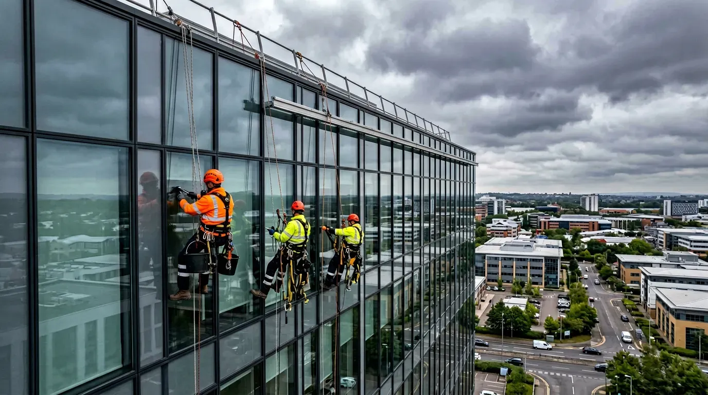 Rope access glazing