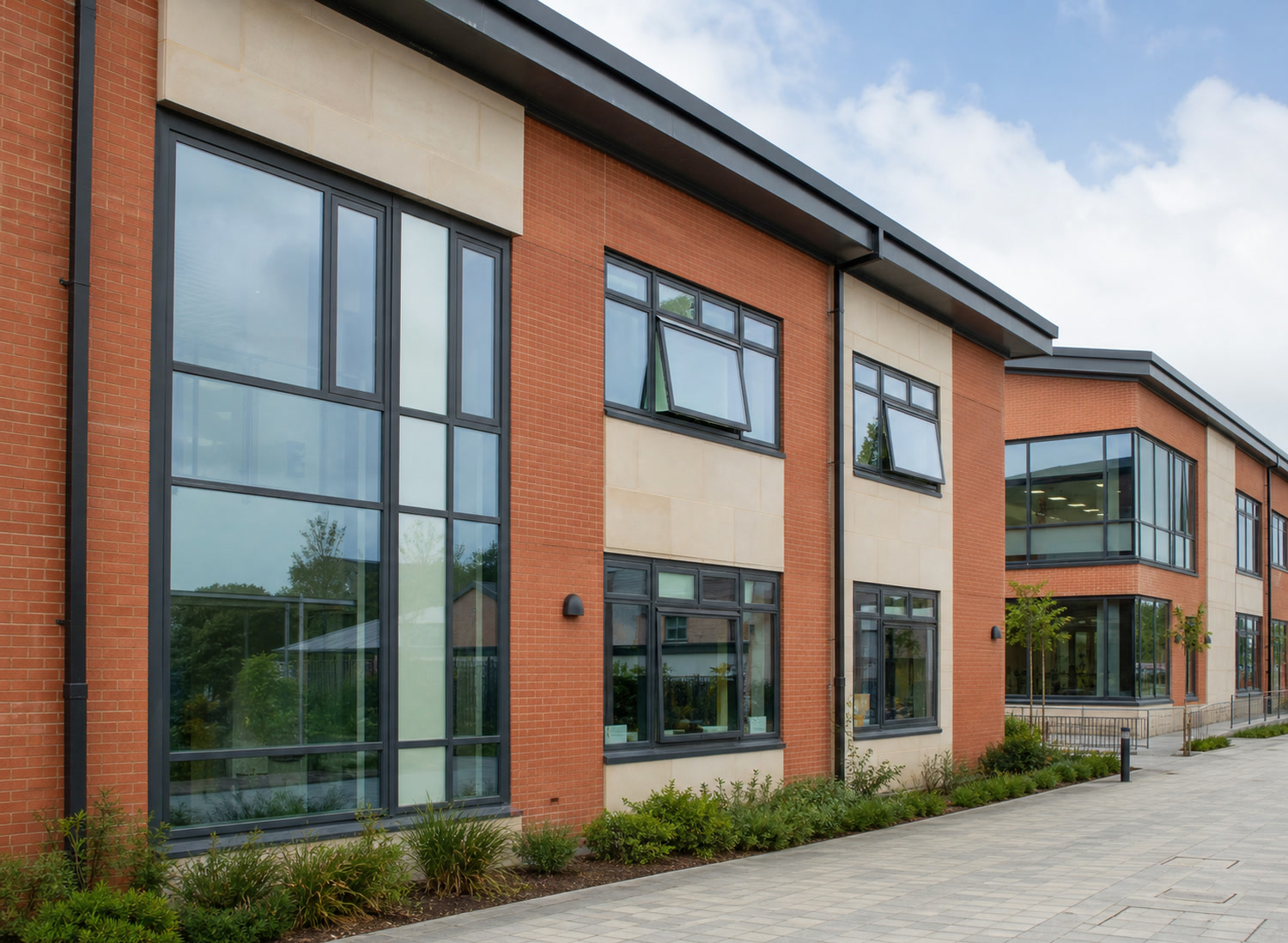 Commercial aluminium window glazing detail