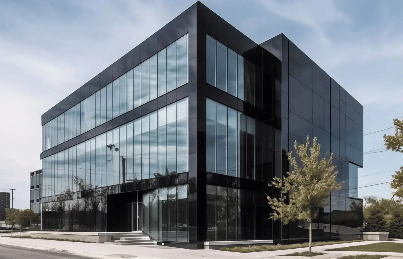 Commercial aluminium window facade on an office building