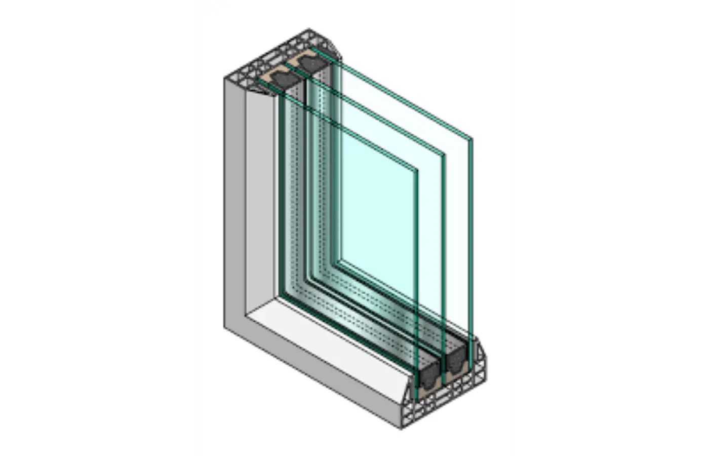 Triple glazed aluminium window